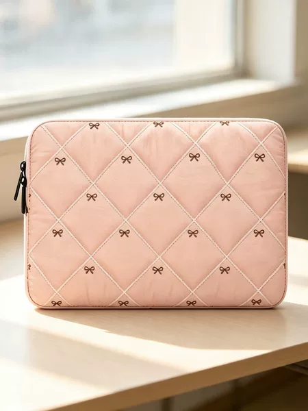 Fashionable and simple bow-tie flat inner bag, quilted embroidered laptop bag, high-value storage inner bag