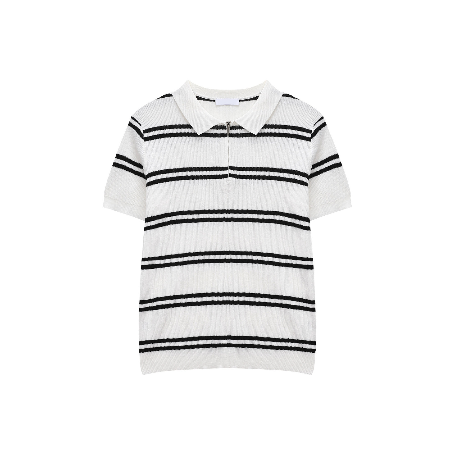 Camisas de polo de manga corta de vello de estilo de verano, camisetas de hielo con media cremallera a rayas, fábrica transfronteriza al por mayor