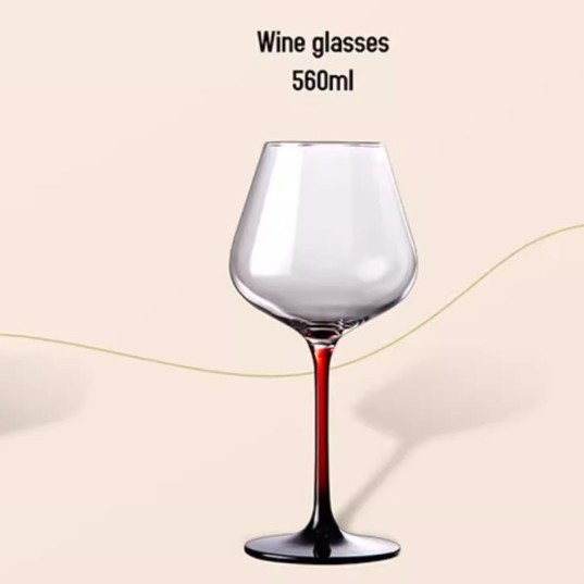560ml 레드 스템 크리스탈 와인잔/수제 불어