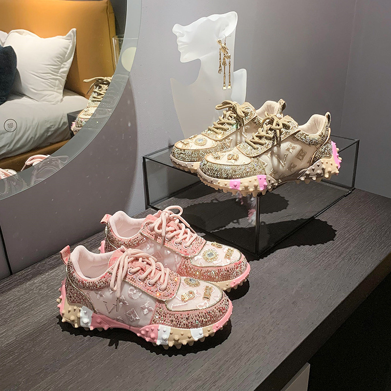MMG European Station hot selling letter single-layer shoes women's rhinestone fashion sneaker durian bottom muffin bottom mesh single-layer shoes women MMG European Station hot selling letter single-layer shoes women's rhinestone fashion sneaker durian bottom muffin bottom mesh single-layer shoes women