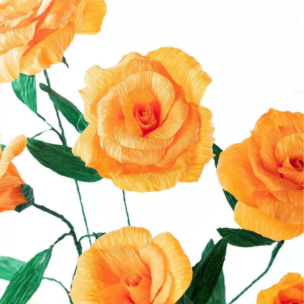 皱纹珍珠花心纸花平底蝴蝶花成品婚庆婚礼立体花橱窗装饰背景道具