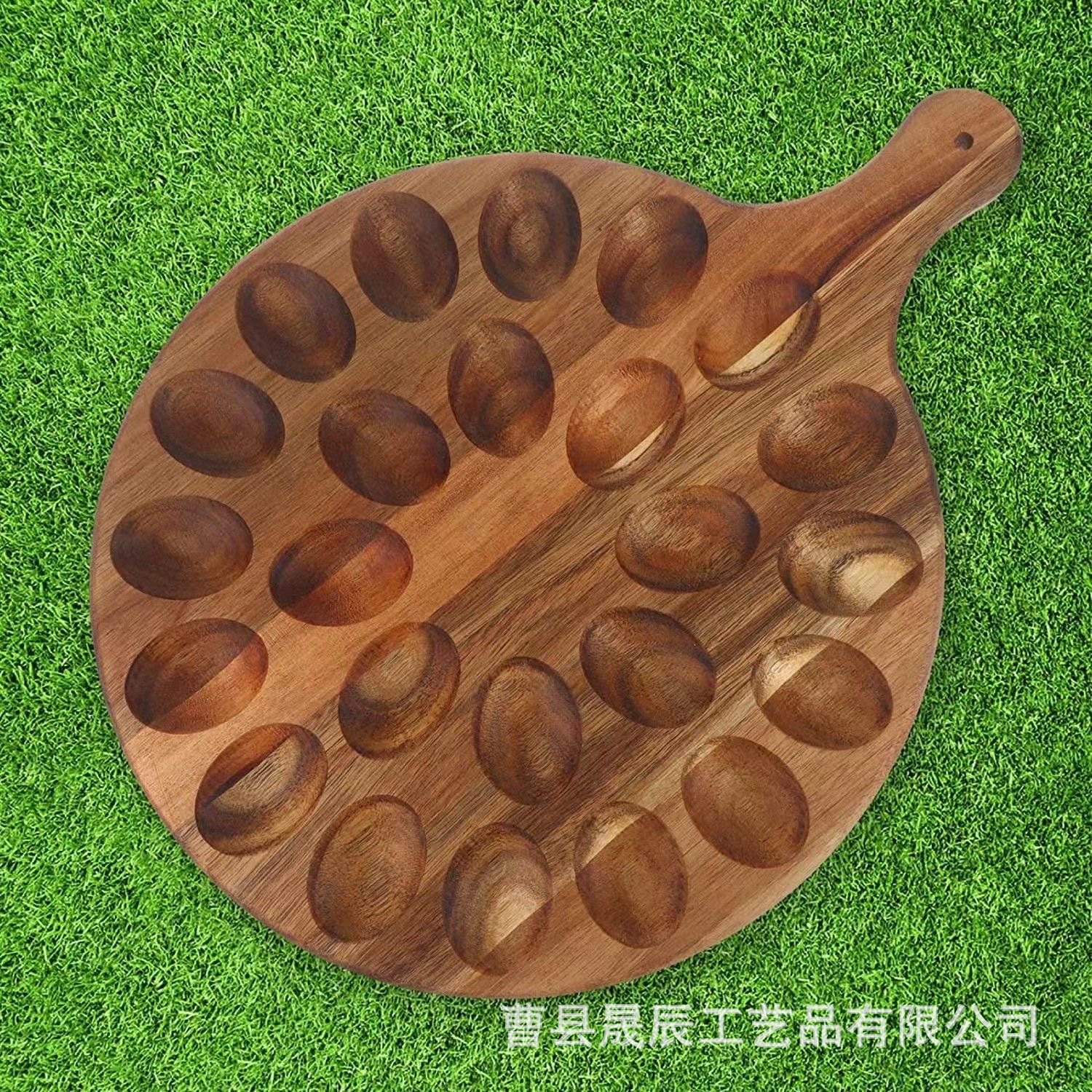 Bandeja de huevo de madera maciza bandeja de huevo redonda japonesa de madera con mango bandeja de exhibición de huevo creativo bandeja de almacenamiento de cocina