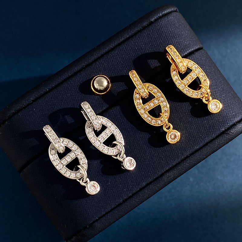 豬鼻子耳釘女閃鑽時尚簡約冷淡風耳墜潮牌氣質顯臉瘦耳飾新款