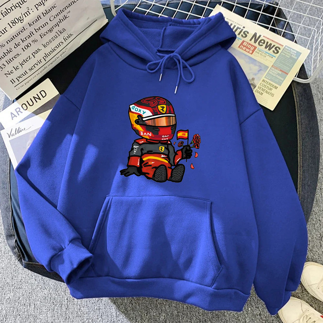 Sainz Mini F1 Hoodies for Men Games Cartoon Graphic Sweatshi