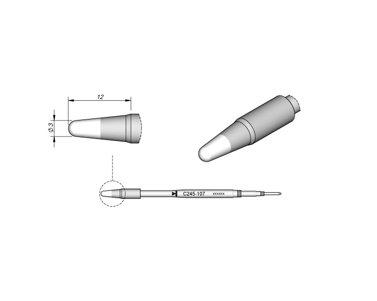 西班牙 JBC C245107 圆锥形烙铁头Ø 3 HT C245-107