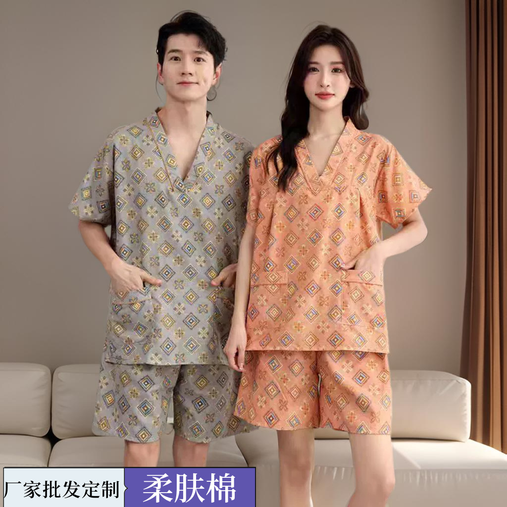 高档汗蒸服女柔肤棉新款桑拿服男款大码洗浴服中心足疗汤泉按摩服