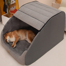 狗窝冬天保暖可拆洗狗屋封闭式感中大型犬柴犬狗房子四季通用