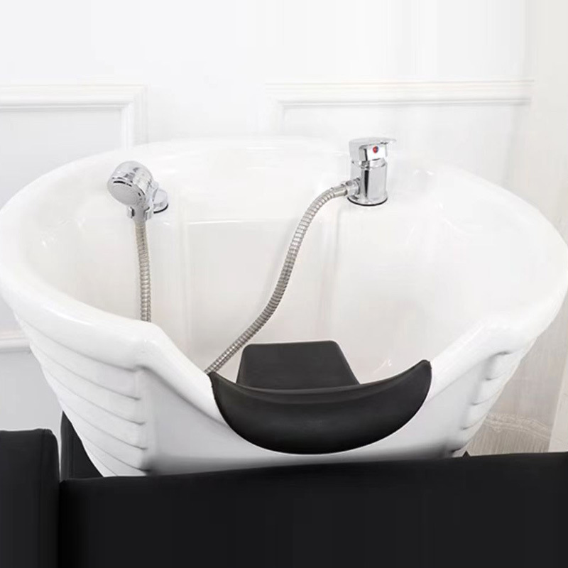 Cama de lavado de cabello de medio reclinado, salón de peluquería, cama de lavado de agua, lavabo cerámico, cama de lavado de cabello de medio reclinado, cama de lavado de cabello de lujo simple y ligera.