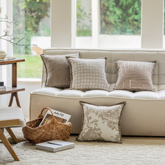 卡其色雪尼爾沙發抱枕套批發現代簡約靠枕客廳樣板間飄窗床頭靠墊