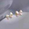 Silver needle, design earrings from pearl, silver 925 sample, Korean style, flowered, simple and elegant design, trend of season