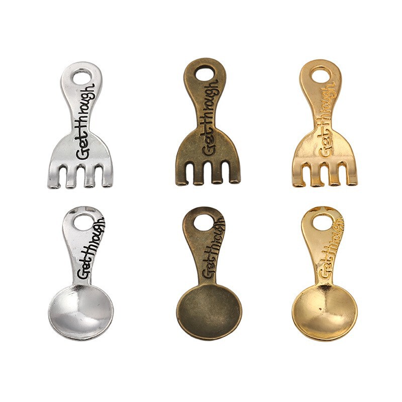 DIY Zinc Alloy Jewelry Accessories Cute Artificial Tableware Pendant Spoon Fork Export Aliexpress Best-Selling