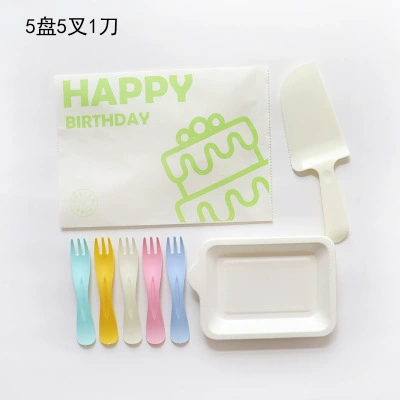 40 sets of pulp trays, disposable knife and fork trays, tableware, birthday cake trays, party, plastic set