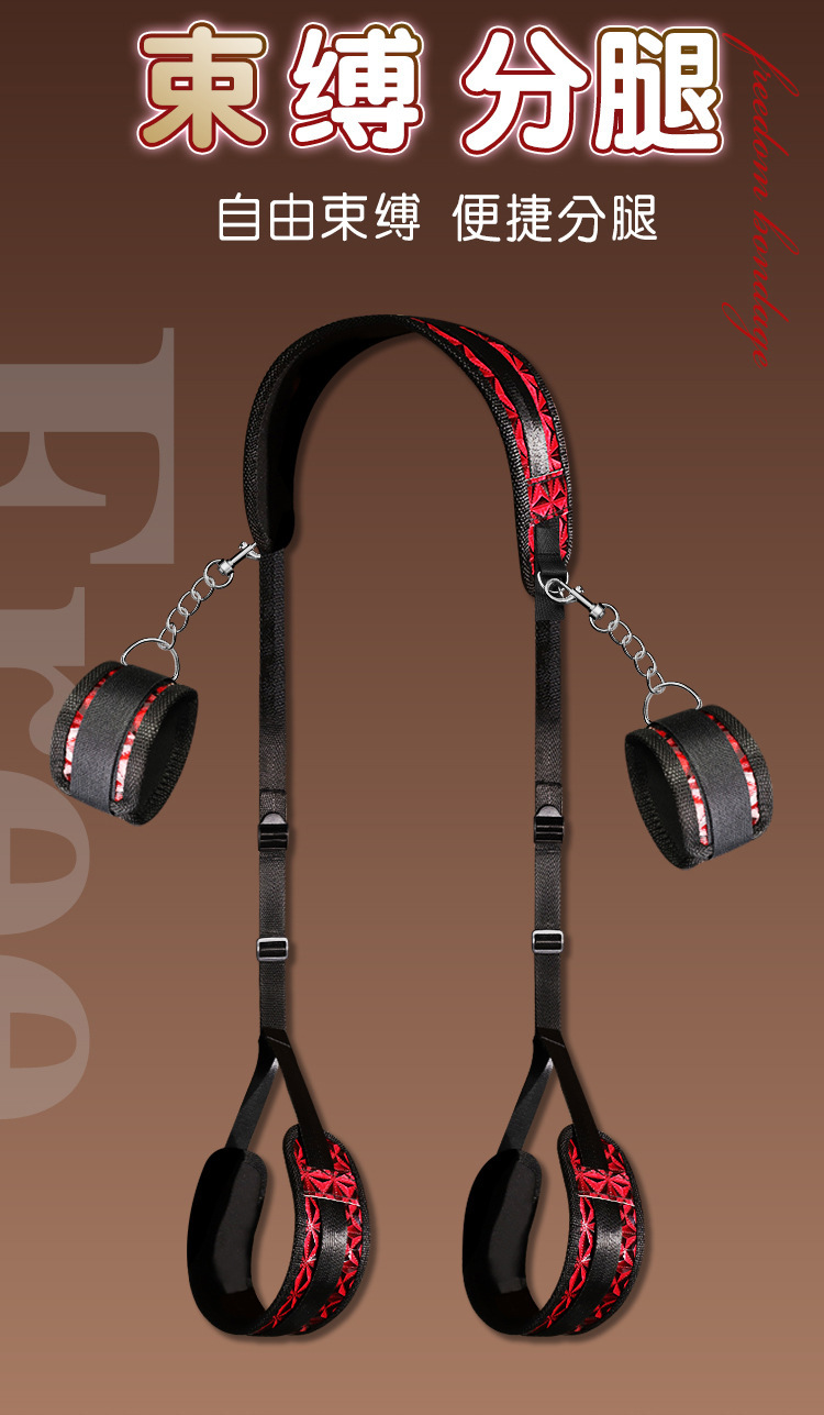 SM Diamond-Patterned Split-Leg Straps with Handcuffs, PU Leather Restraint Set for Adults — detail image 2