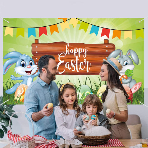 180×110 Cross-border Easter Egg-Themed Background Wall Decor - Wholesale Customizable Polyester Fabric Poster