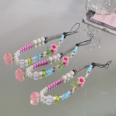 韓風ins彩色珠珠手機鏈DIY手工短款手串手機殼通用掛繩掛鏈女掛飾