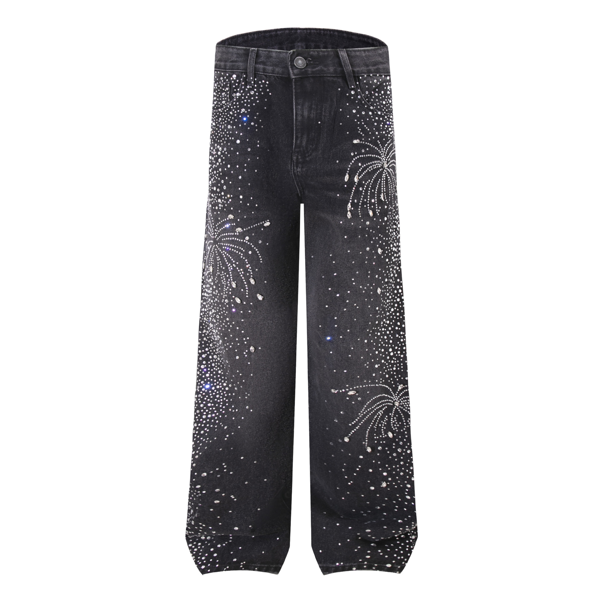 European And American Cross-Border Full Rhinestone Jeans Men's 2025 New Trendy Brand Fashion Loose Straight Long Pants_voghion.com