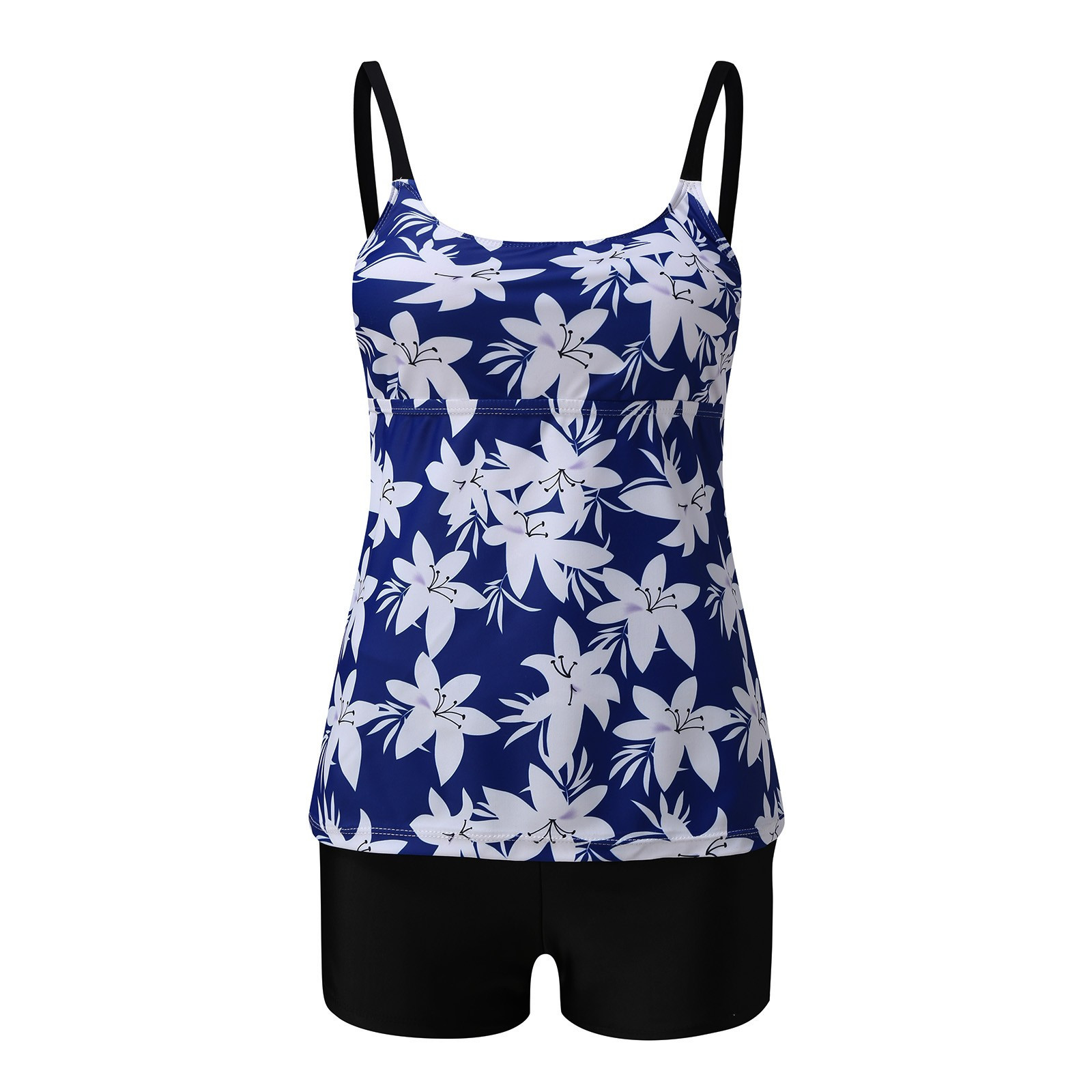 Tankini badpak met bloemenprint en shortje voor dames in grote maten - Comfortabele en stijlvolle badkleding voor vrouwen_voghion.com