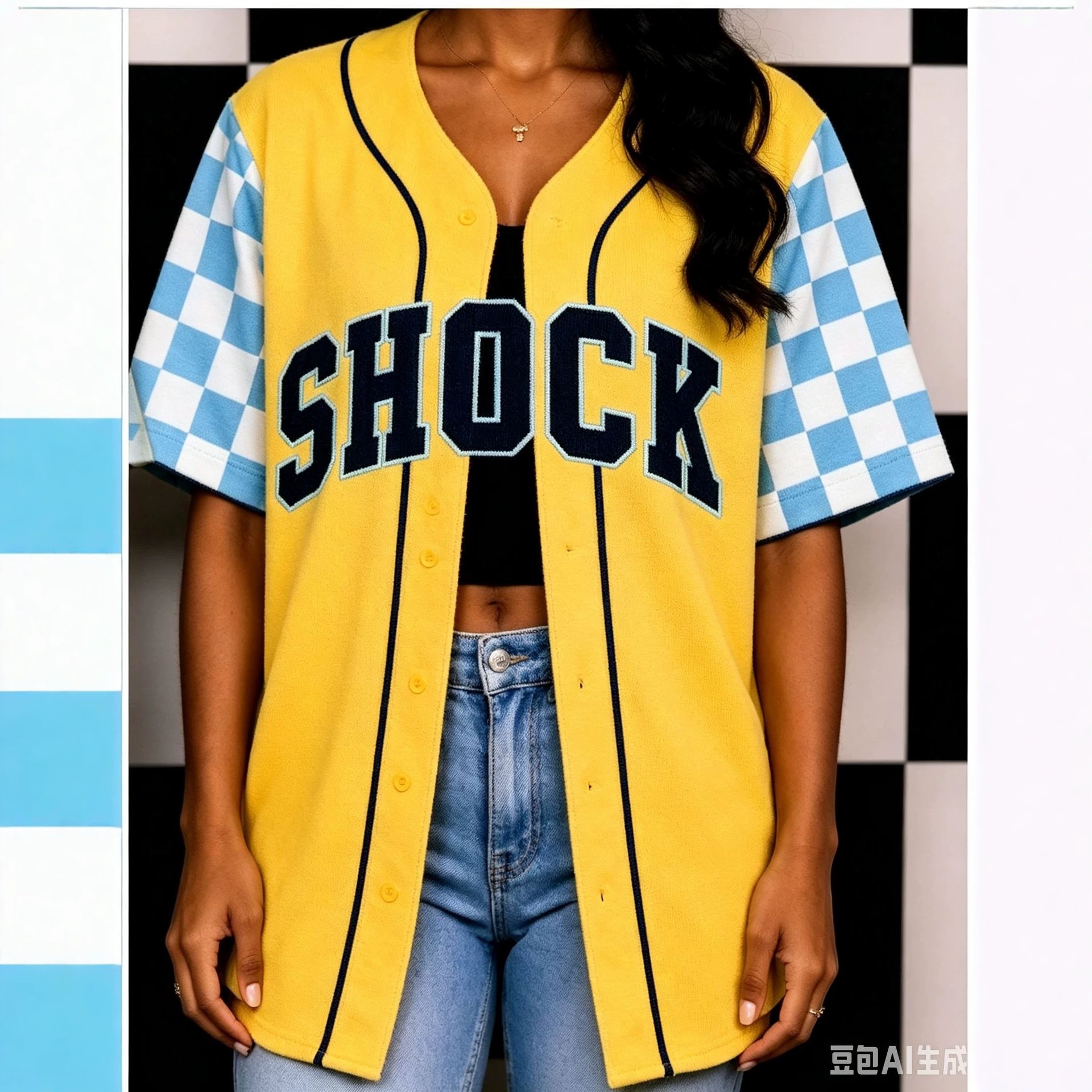 New cross-border fashion campus baseball jacket with letter print and plaid short-sleeve cardigan, unisex sports coat