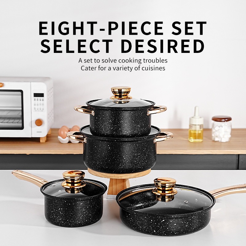麦飯石金色ハンドルスープ鍋調理鍋nonstick pot調理器具セット|undefined