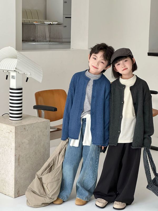 2025秋季新款韩版儿童设计款时尚针织开衫男女童慵懒风毛衣外套潮|undefined