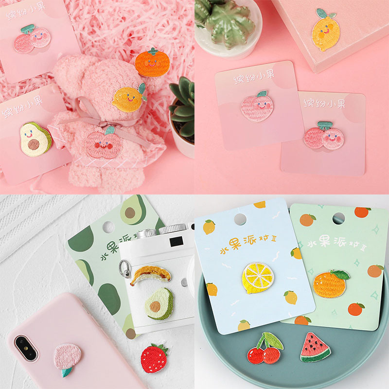 水果图案布贴可爱个性刺绣粘免熨自粘装饰贴补丁贴包包破洞修补贴