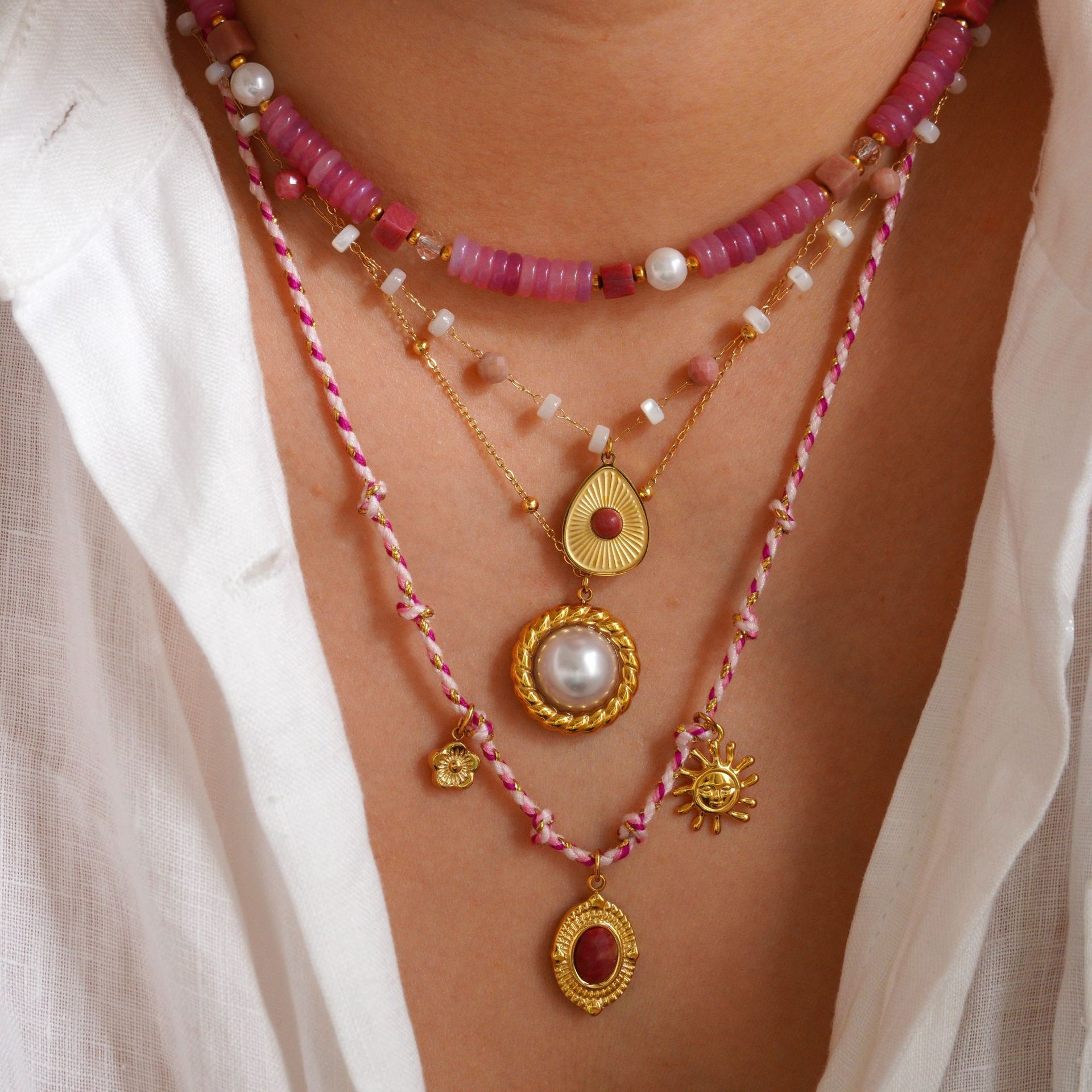 Simple Style Classic Style Natural Stone Titanium Steel Geometric Women's Jewelry Set display picture 2