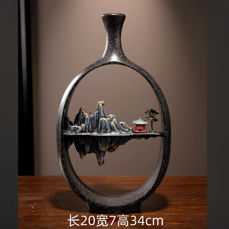 新しい中国風の松の花瓶、禅の装飾品、リビングルームのエントランス、テレビキャビネット、アンティーク棚、オフィスティールームの装飾|undefined