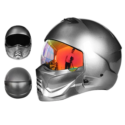 Motosiklet kaskı (dəbilqə) — Motorcycle Helmet for Men and - 856-metallic-gray-third-generation-colorful-mirror-m55-56