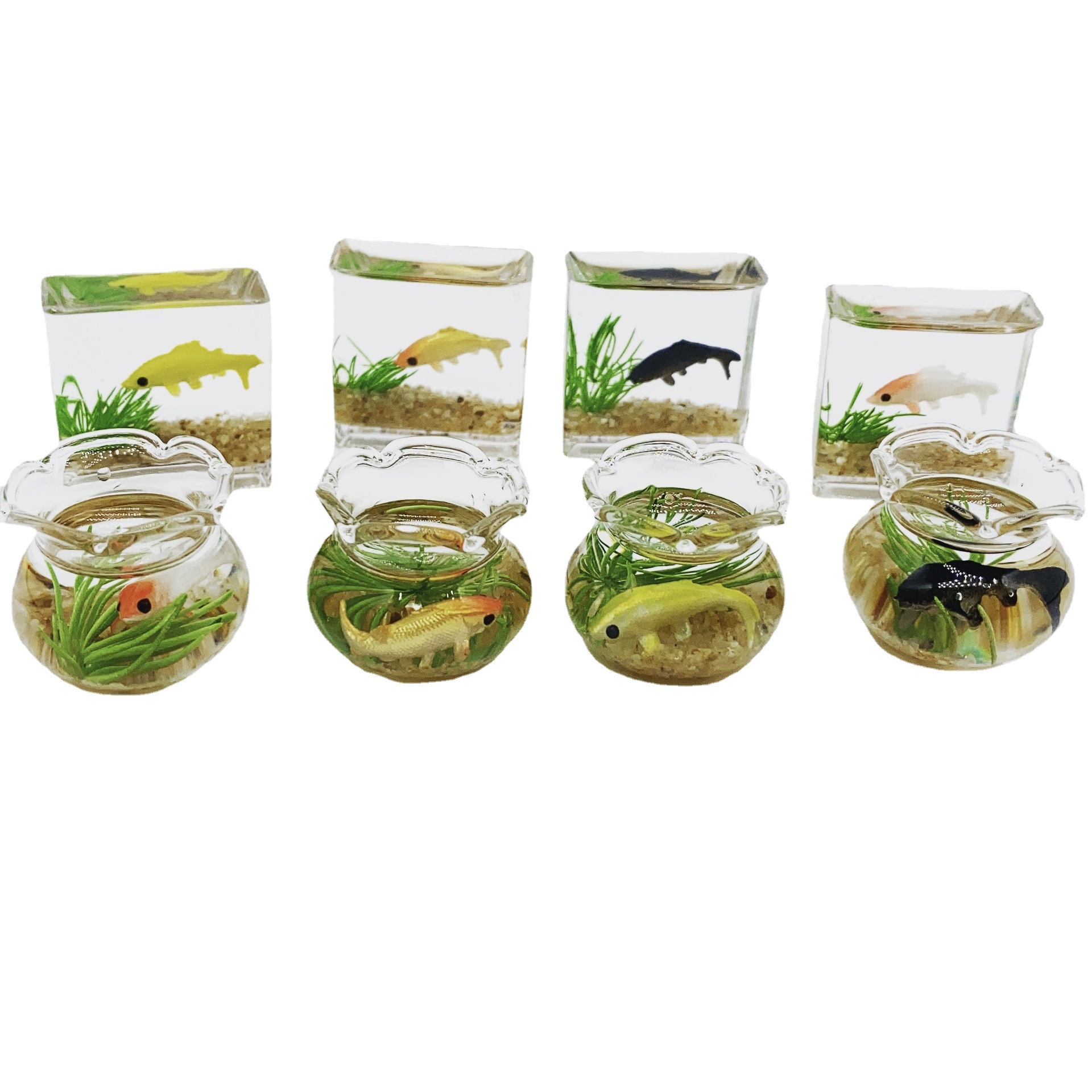 Dollhouse1 : 12 simulation Miniature Mini Glass Koi fish tank Dollhouse parts Home Furnishing Model
