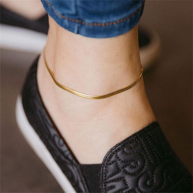 Wholesale Jewelry Simple Snake Bone Chain Stainless Steel Anklet Nihaojewelry display picture 5