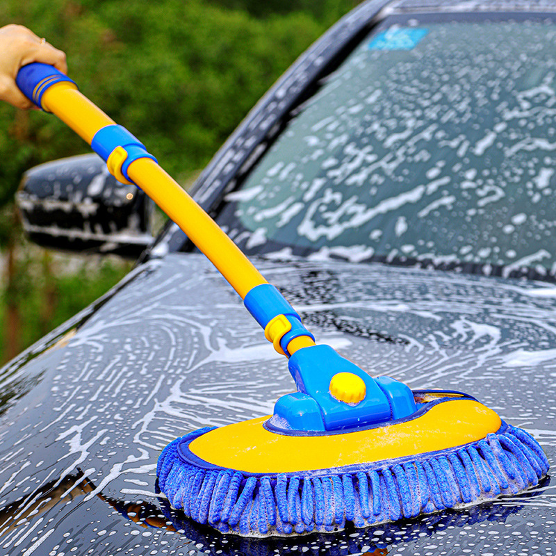 Car wash mop retractable curved rod car wash brush soft hair does not hurt the car car brush cleaning brush car tool