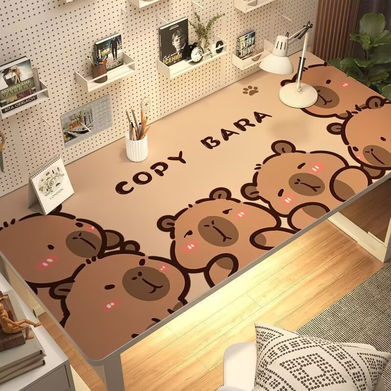 Kapibala 学生デスクマット漫画かわいい使い捨てレザーテーブルクロス耐油防水目の保護特別なデスクトップマット|undefined