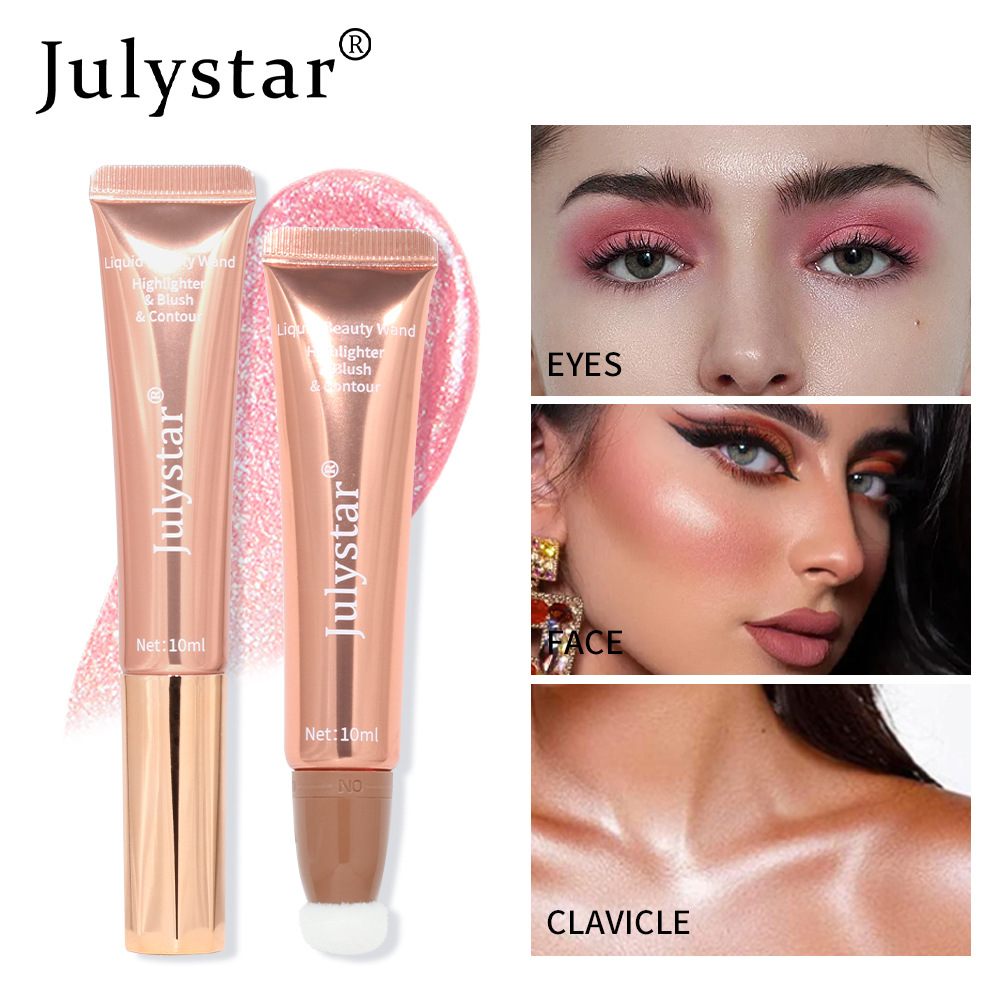 Cross-border liquid blush Highlighter contouring pen Pearlescent fine Shimmering matte beauty stick Natural brightening cushion Blush stick undefined