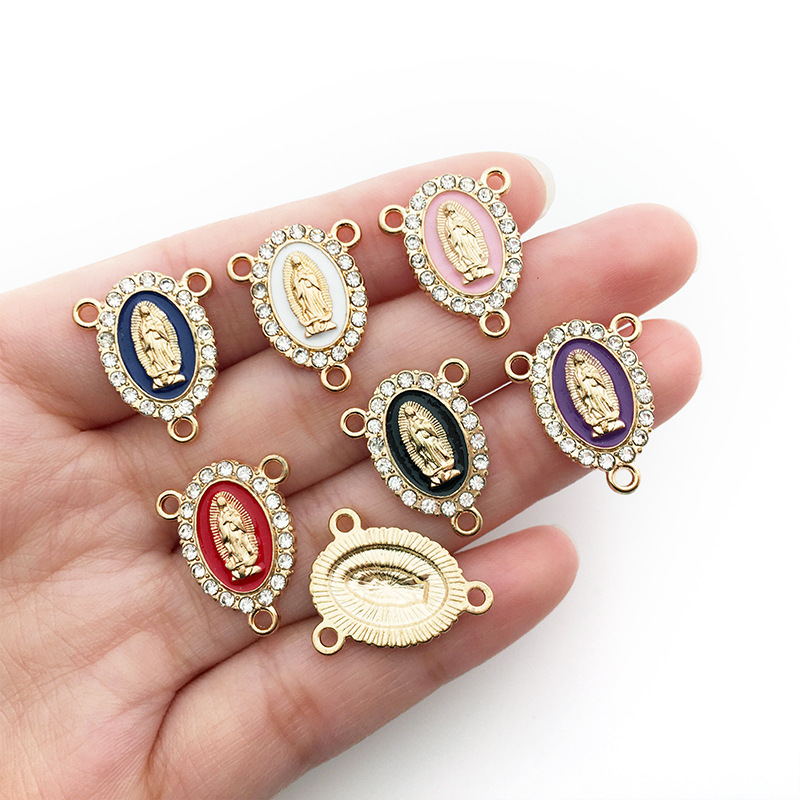 1 Piece Simple Style Human Oval Alloy Enamel Plating Inlay Connector Jewelry Accessories display picture 12