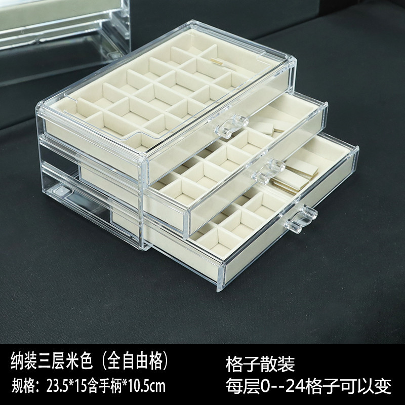 Joyas caja de almacenamiento a prueba de polvo pendientes joyería multi-red caja de organización anillo transparente anillo clasificación al por mayor