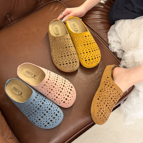 2025 Spring/Summer Women's Retro Height-Increasing Slip-On Clog Sandals with Thick Sole and Open Toe