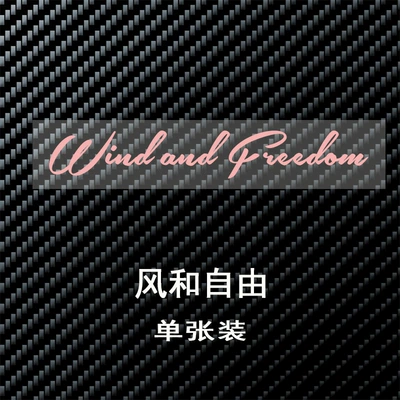 Creative English Car Stickers, Helmet Stickers, Poetry and Distant Places Text Stickers, Motorcycle Decorative Stickers, Electric Vehicle Reflective Stickers (Motorcycle wheel hub) - wind-and-freedom-english-15cm22cm-pink