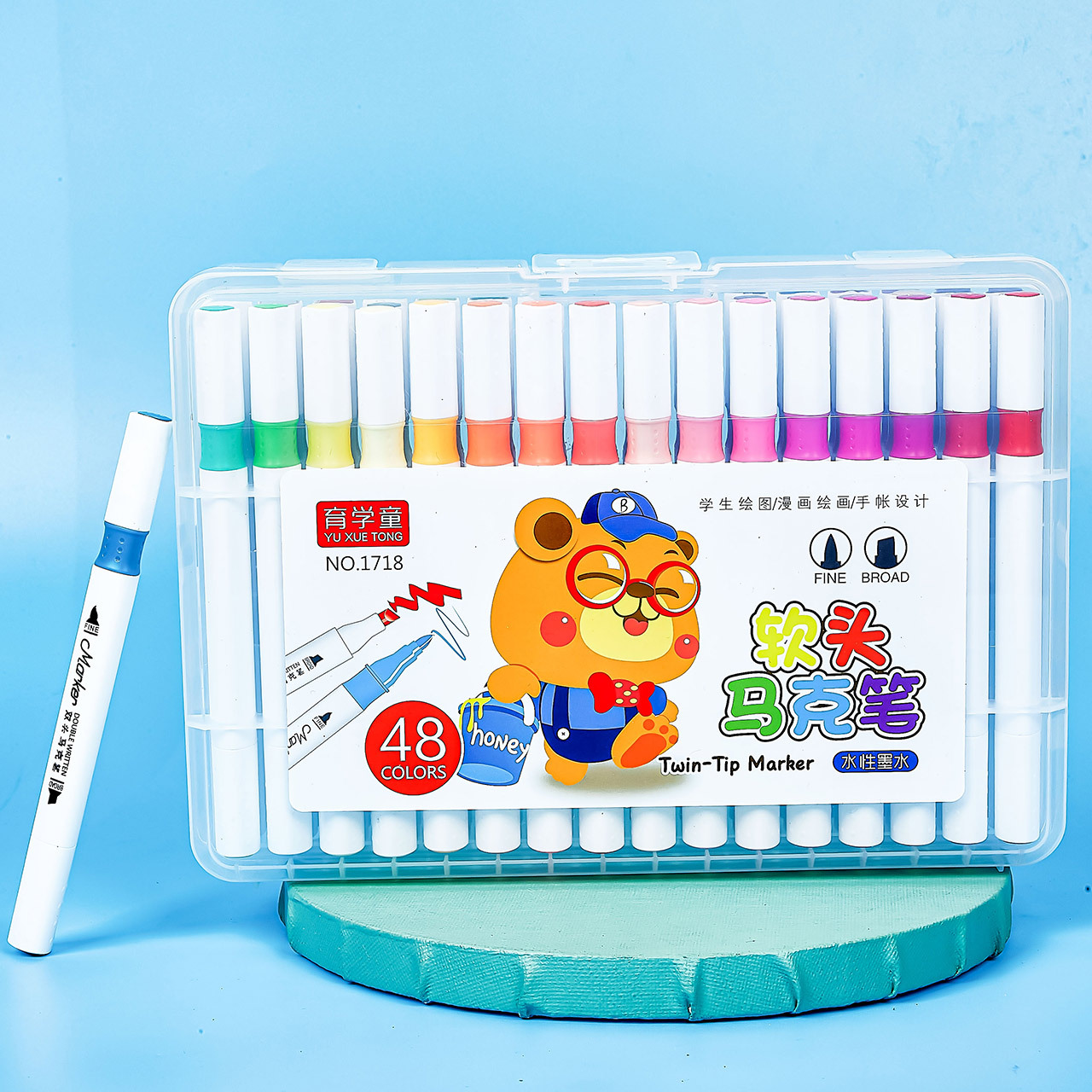 Marcador triangular de doble cabeza tinta a base de agua pincel de pintura para niños suministros de arte para estudiantes bolígrafo suave multicolor cabeza bolígrafo de color