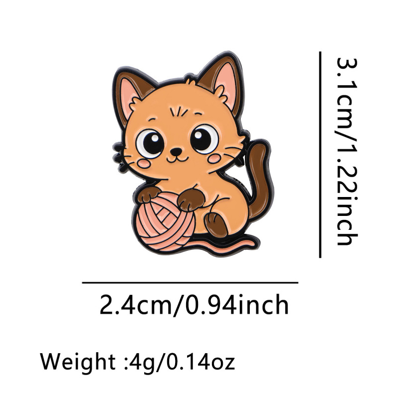 卡通小猫抱鱼胸针卡通金属徽章创意包包个性饰品勋章服装胸针配饰|undefined