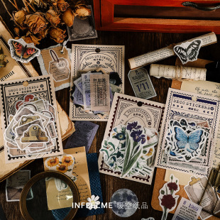 Infeelme Japanese Paper Sticker Pack Time Messenger Series Retro Literary Handbook DIY Material Stickers 40 Sheets 4 Types