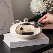 轻奢陶瓷干果盘高级感家用客厅入户玄关钥匙收纳摆件高颜值收纳盒