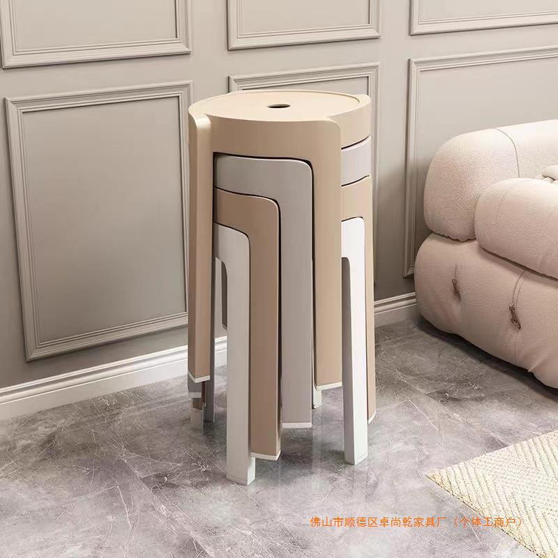 Taburete de plástico, taburete redondo alto para el hogar grueso, taburete de plástico apilable, mesa de comedor, banco, silla de molino de viento de repuesto, taburete único ciclón