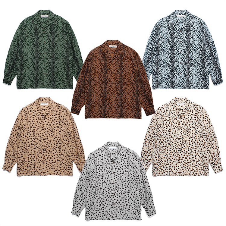 GUILTYPARTIES TIGER 23FW new leopard print Hawaiian rayon casual long-sleeved shirt for men GUILTYPARTIES TIGER 23FW new leopard print Hawaiian rayon casual long-sleeved shirt for men
