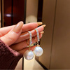 Silver needle, crystal, wheel from pearl, fashionable earrings, silver 925 sample, light luxury style