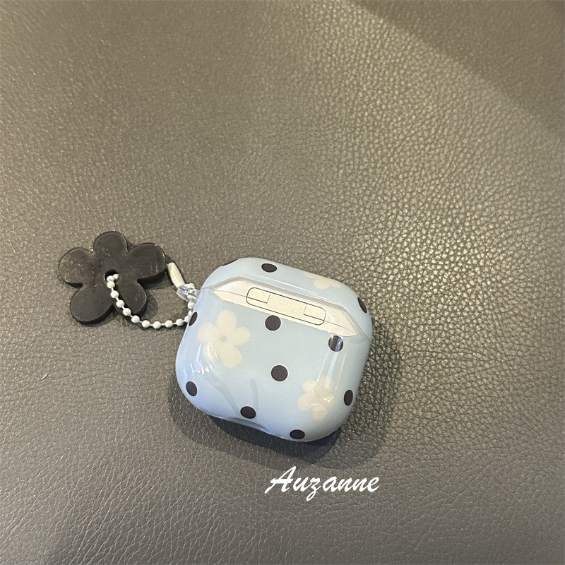 小众ins波点花朵带挂件适用AirPods3/4代苹果耳机壳保护套Pro2女|undefined