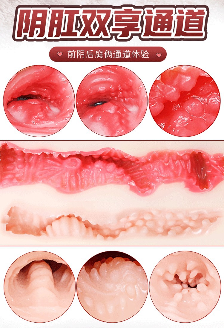 Half-Body TPE Masturbator with Vaginal and Anal Channels, Manual Use, Skin Tone — detail image 7