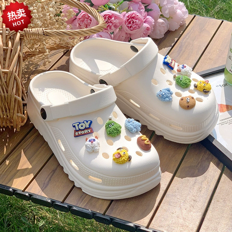 Обувь с толстым дном для женщин 2025 новый нескользящий пляж ПВХ Баотоу сандалии тапочки женщины двойного назначения