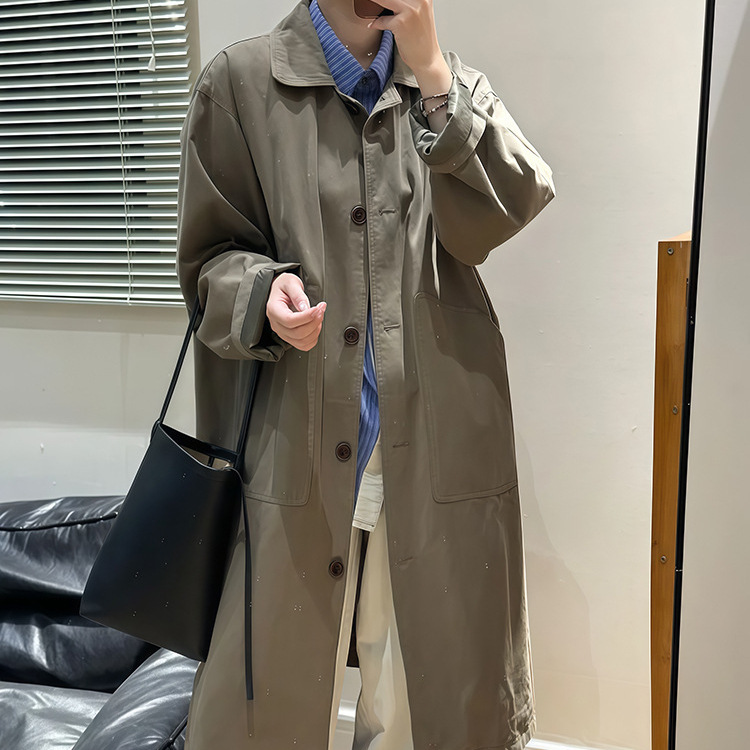 英伦风复古小众中长款风衣外套秋季新款气质休闲宽松百搭薄款大衣|undefined