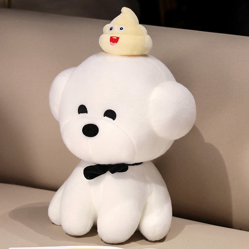 Pequeño oso, perro blanco, muñeca, juguete de peluche blanco, pequeño perro, perro extraño, muñeca, almohada, parodia.