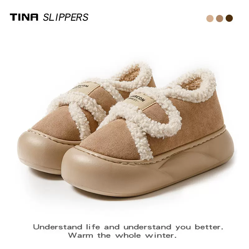 室内家居厚底2025新款保暖加绒毛毛学生棉鞋外穿棉拖鞋女冬季包跟